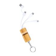 Câble chargeur USB - Porte-clés en bambou avec support téléphone - Connexions USB, USB-C et Lightning_1