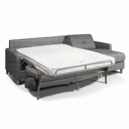 Canapé d'angle scandinave Renatonisi Tweed Graphite - Matelas 16 cm - Système express avec sommier à lattes 140x197 cm_1