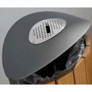 Corbeille cendrier Silaos 50 litres - acier, bois, plastique recyclé - verrouillage clé triangle_1