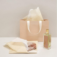 Sac luxe rose poudré mat poignées ruban blanc naturel 24x8x18cm - par 12_1