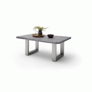 Table basse Claren - plateau en acacia laqué gris 110 cm - piétement U en acier brossé_1