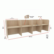 Bureau de centre d'appels version murale 4 personnes Call. - Wenge, 4 places_1