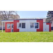 Constructions modulaires - Atemco - 118 m² avec bardage moderne orange et blanc_1