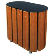 Corbeille Vigo Bi Flux en bois exotique traité - 2 x 48L ou 2 x 63L - avec ou sans couvercle_1