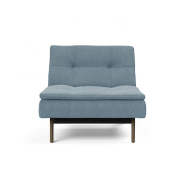Fauteuil design convertible lit Dublexo Eik - 90x115 cm - Pieds chêne fumé - Tissu Soft Indigo_1