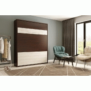 Armoire lit escamotable Mykonos Wengué / Pin - Couchage 160x200 cm - Ouverture assistée et design bi-ton_1