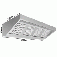 Hotte murale Inox statique - 2m40 - avec filtre et éclairage - P 700 mm | GGM_1