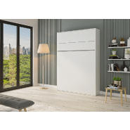 Armoire lit escamotable Genius blanc mat - ouverture assistée - couchage 140x200 cm - fabrication européenne_1