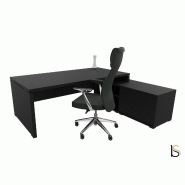 Bureau monochrome TAK avec rangement intégré - Mobel Linea - 225, Droite, Noir_2