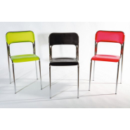Lot de 2 chaises empilables Fidji - Référence 8499 CP A - Assise semi-transparente, structure acier chromé_1
