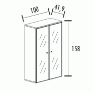 Armoire portes battantes en verre, cadre alu avec serrure - 3 étagères - hauteur 158 cm So Madrid_1