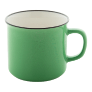 Mug vintage en céramique - bords noirs - 300 ml - intérieur blanc et extérieur coloré - livré en boîte_1