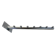 Bras incliné 36cm chromé pour fixation murale - longueur 36cm, tube rond 20mm avec 7 tenons arrêt cintres, finition chromé_1