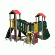 Structure de jeux combinée 3 tours en inox avec 2 toboggans - gamme Neo - modèle NEO31219I - CREA EQUIPEMENTS_1