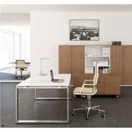 Loopy - Bureau de direction minimaliste en bois, verre et métal_1