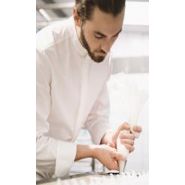 Veste de cuisine - Atelier TB - col Mao en piqué de coton italien avec patte de boutonnage_1