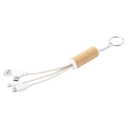 Porte-clés câble de chargement USB - papier recyclé et plastique paille de blé - connecteurs micro USB, USB-C et Lightning_1