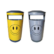 Corbeille en acier galvanisé avec support sac métallique - SMILE - Découpe laser, finition peinture résistante et options disponibles_1