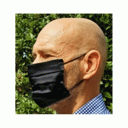 Masque lavable en satin de soie uni doublé coton - noir - Made in France - 9x18 cm_1