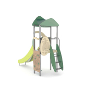 Structure multi-activités métallique Organik LD1OR1011 - Ludoparc - 1 tour avec ossature inox et habillage HPL_1