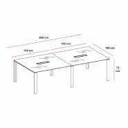 Table de réunion en verre X7 - Officity - Chromé, Blanc, 280_1