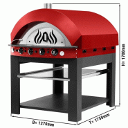 Four à pizza à gaz rouge sur support - 11 pizzas Ø 25 cm | Ggm_1