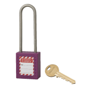 Cadenas de consignation loto lockout tagout 38 mm anse haute inox ø 4,76 violet
