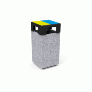 Corbeille Kube tri sélectif béton 140 L - 1, 2 ou 3 flux_1