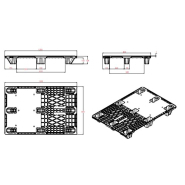 Palette plastique emboîtable - BLPG-805ECO - 1200x800x128 mm - PP/PEHD recyclé - Charge statique 1800 kg - Plateau ajouré_1