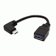 ROLINE Câble USB 3.2 Gen 1 type C coudé à 90° - A, M/F, noir, 0,15 m_1