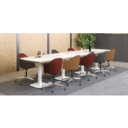 Table de réunion - Piètement métallique tulipe central - Tonneau direction - Plateau mélaminé double face - Haute qualité_1