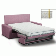 Canapé convertible 2-3 places Belle Epoque - CanapExpress - Velours rose - Matelas mémoire 22 cm - Lit 120x197 cm - Tête de lit intégrée_1