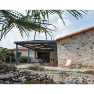 Préau en aluminium gris anthracite – toiture pleine isolante – façade de 5 m – profondeur de 4 m_1