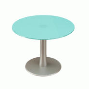 Table de réunion Design avec plateau en verre dépoli - Quadrifoglio - Argent Ral 9006, 120_1