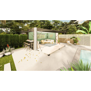 Container pool house avec ouverture manuelle sur hayon