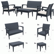 Salon de jardin empilable Miami - GRIS FONCE_1