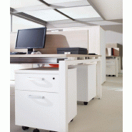 Bureau compact  ECO avec caisson - Mobel Linea. - Argent Ral 9006, 160, Acacia clair, Droite_1