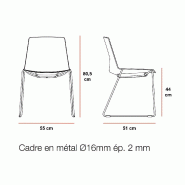 Chaise d'accueil CLUE pied traineau - Offisit - Gris_2