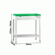 Table inox de découpe avec plan vert - Profondeur 700 mm | Ggm - 600_1