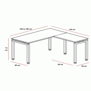 Bureau d'angle ECO - Mobel Linea - Argent Ral 9006, 160, Acacia foncé, Droite_1