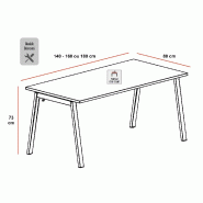Bureau rectangulaire Born mixte - Mobel Linea - Blanc 9010, 140, Acacia clair_1