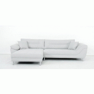Canapé d'angle fixe gauche Tipix - Tissu Bergamo gris clair avec méridienne réversible et manchette relevable_1