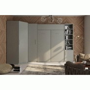 Composition lit escamotable Dynamo gris mat 140 x 200 cm - 2 colonnes rangements + angle - système ouverture assistée_1