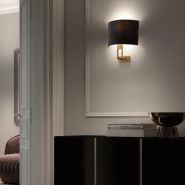 Applique moderne demi-lune en coton blanc - nickel satin - culot E27 pour ampoule LED_1