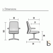 Fauteuil de réunion Teos - Mobel Linea - cuir gris, Démonté_1