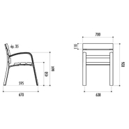Fauteuil Modo - 6 lames en bois exotique - 70 cm - Piétement en fonte ductile - Traitement fongicide, insecticide et hydrofuge_1