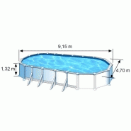 Piscine ovale acier 9,20m x 5,05m x h: 1,32m - filtration à sable - renforts apparents_1