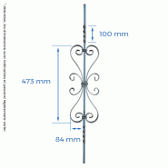 Barreau carré 12mm avec volutes et torsades H.950 x L.180 mm_1
