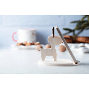 Support pour téléphone en bois de bouleau - Forme de renne - Couleur naturelle - Poids 22,33 g_1