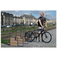 Appui Vélos Kub - Hauteur 750 mm - Longueur 750 mm - Largeur 80 mm - Structure en acier ou acier et bois_1